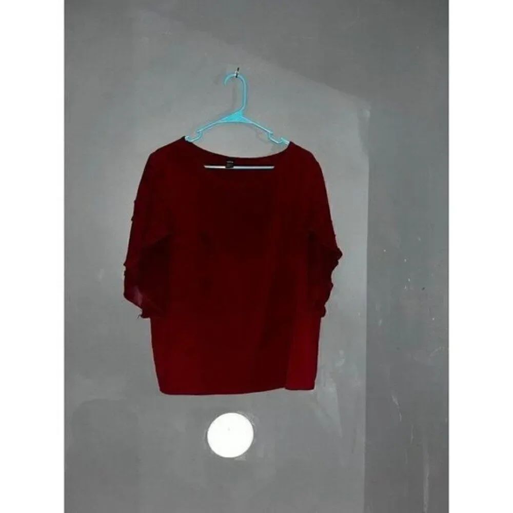 Flutter Sleeve Blouse Red - Picture 2 of 4